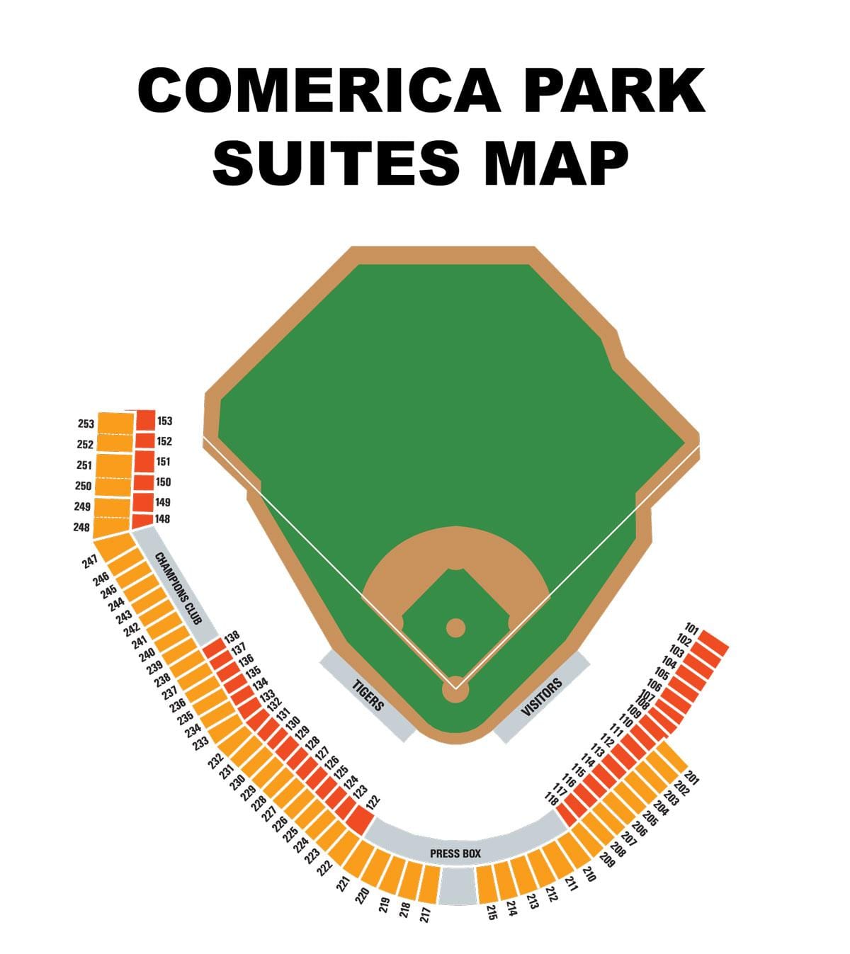 comerica park mapa posezení
