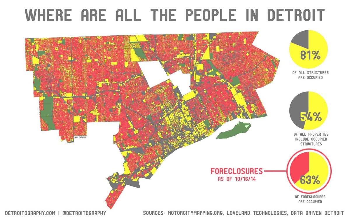 Detroit populace mapě