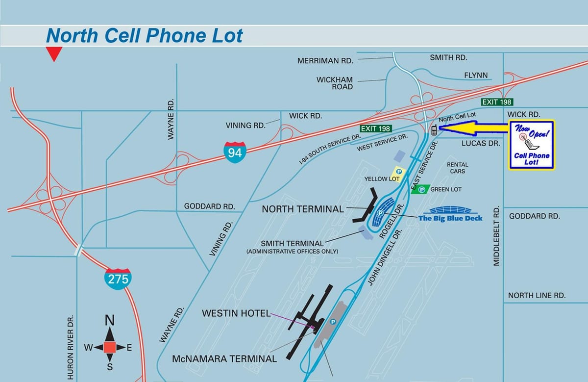 mapa Detroit Metro Airport
