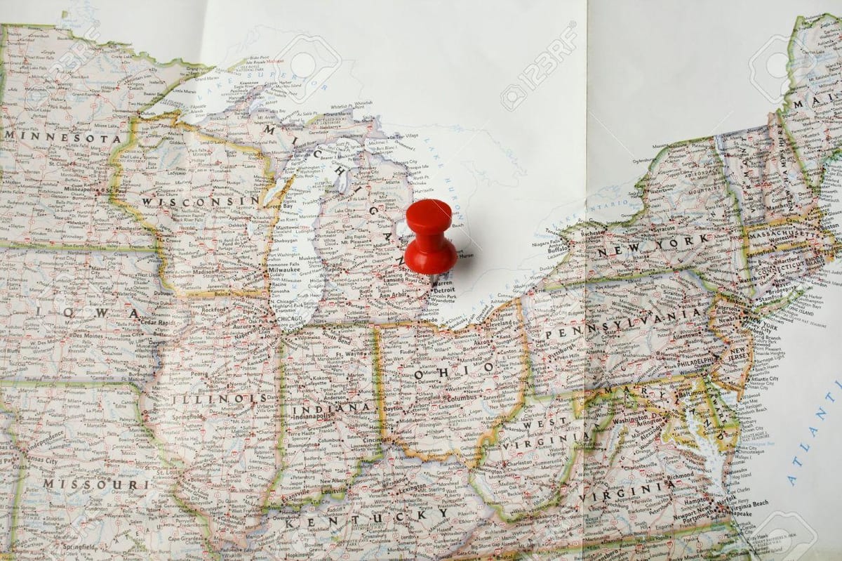 Detroit na mapě