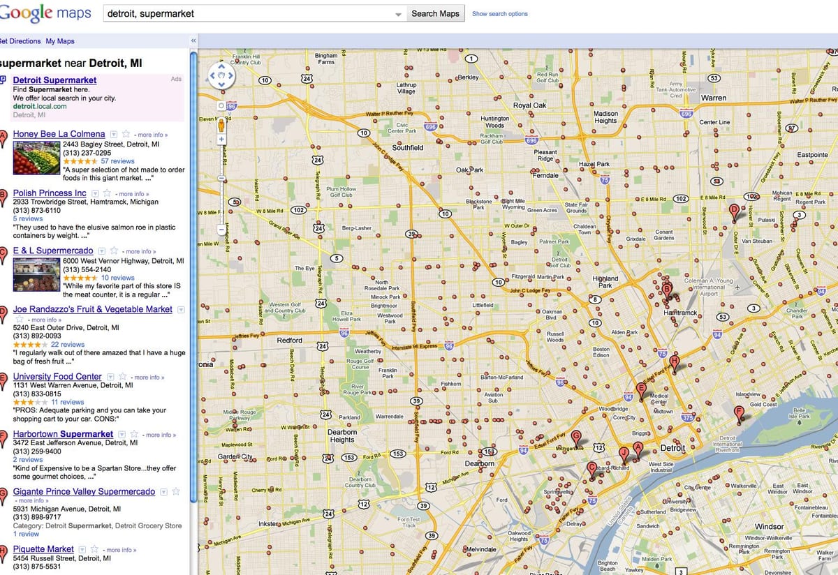 mapa Detroit store