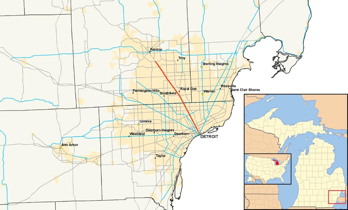 Detroit obcí mapě