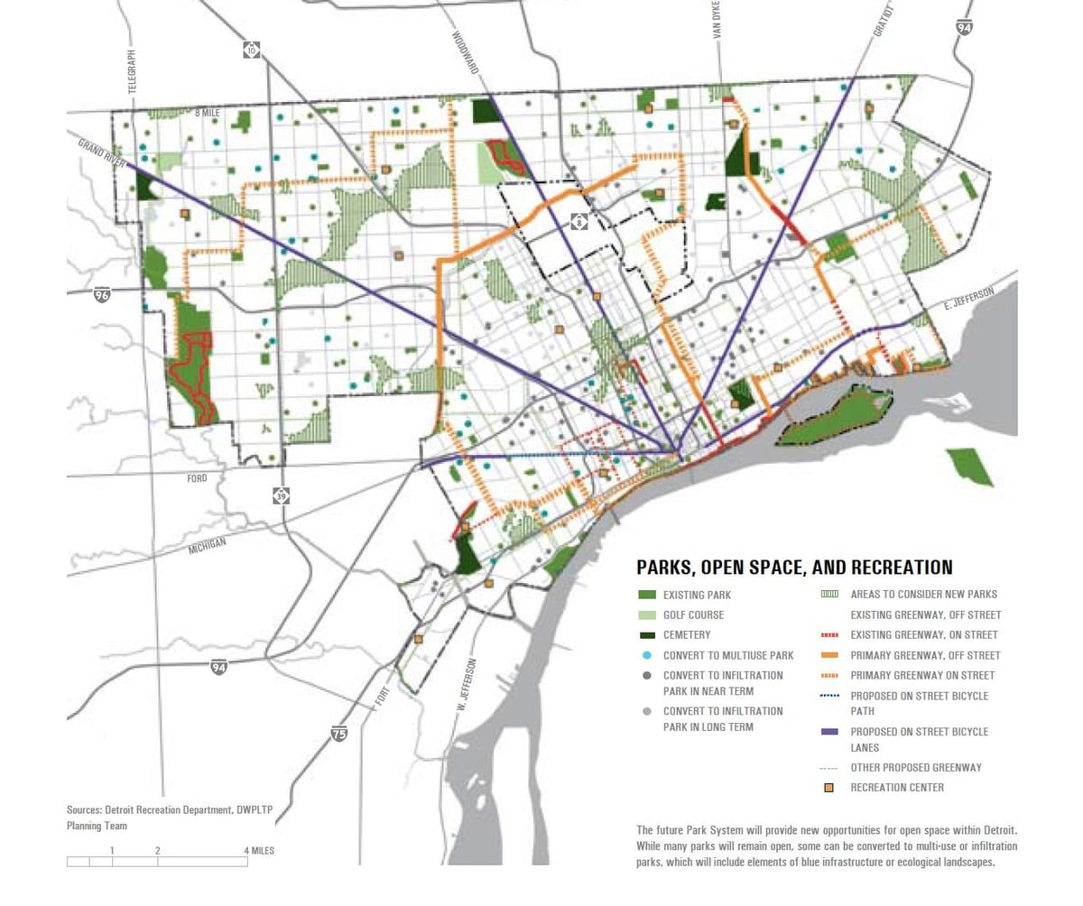 mapa Detroit park