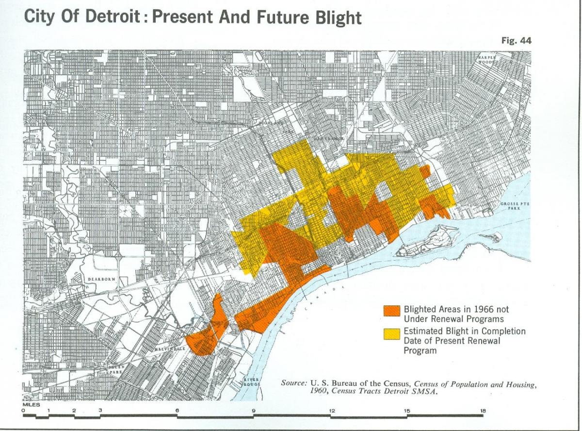 mapa Detroit plíseň
