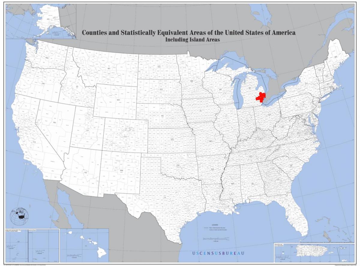 Detroit umístění na mapě
