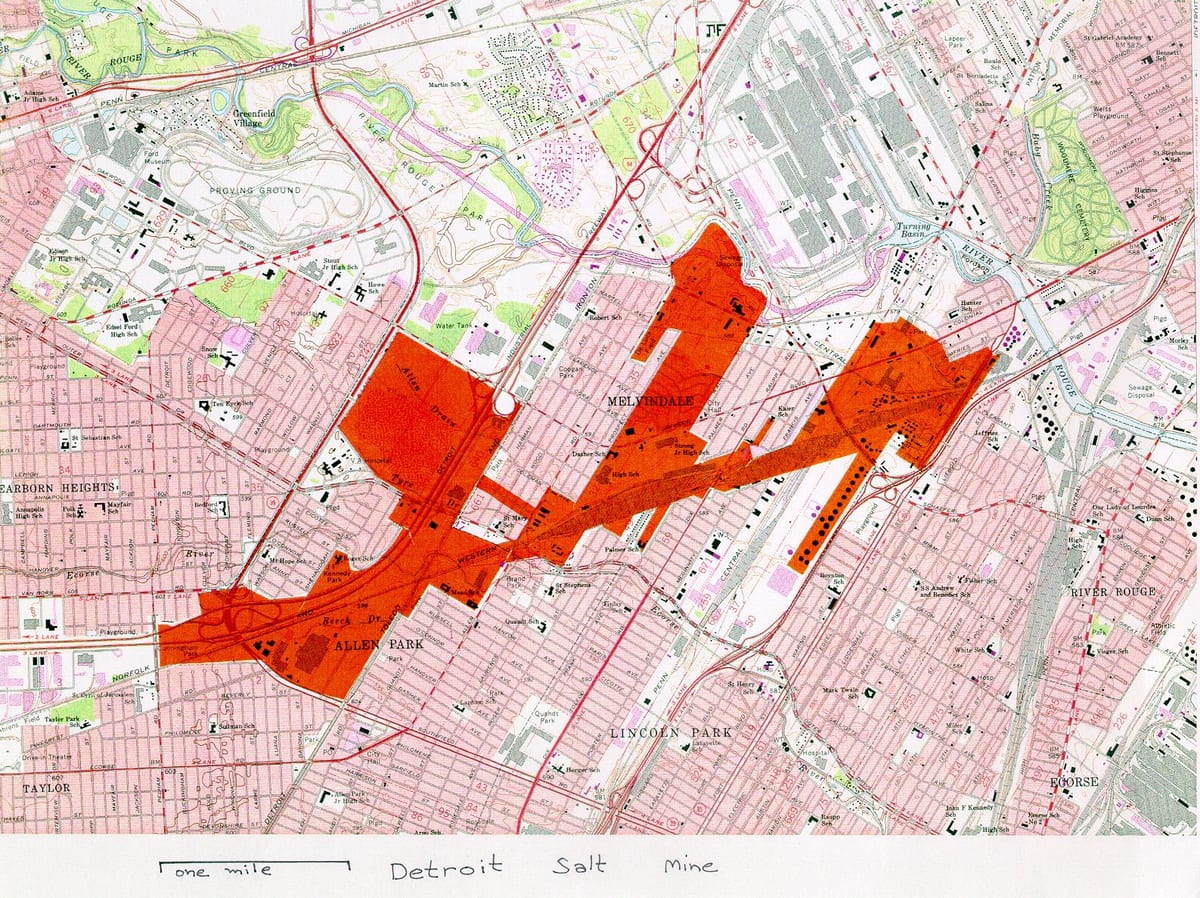 mapa Detroit solný důl