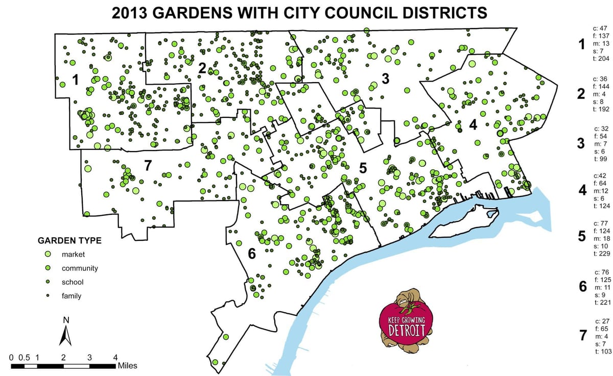 mapa Detroit zahrada