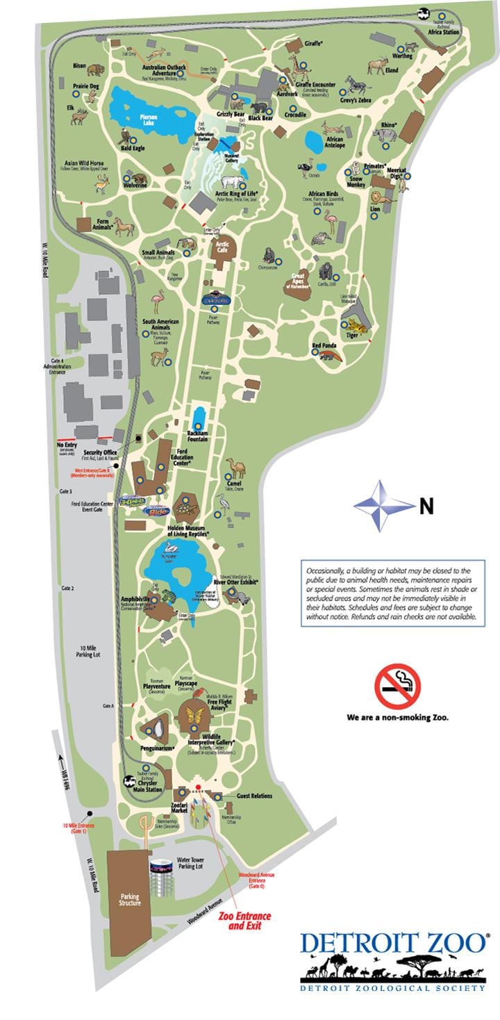 mapa Detroit zoo