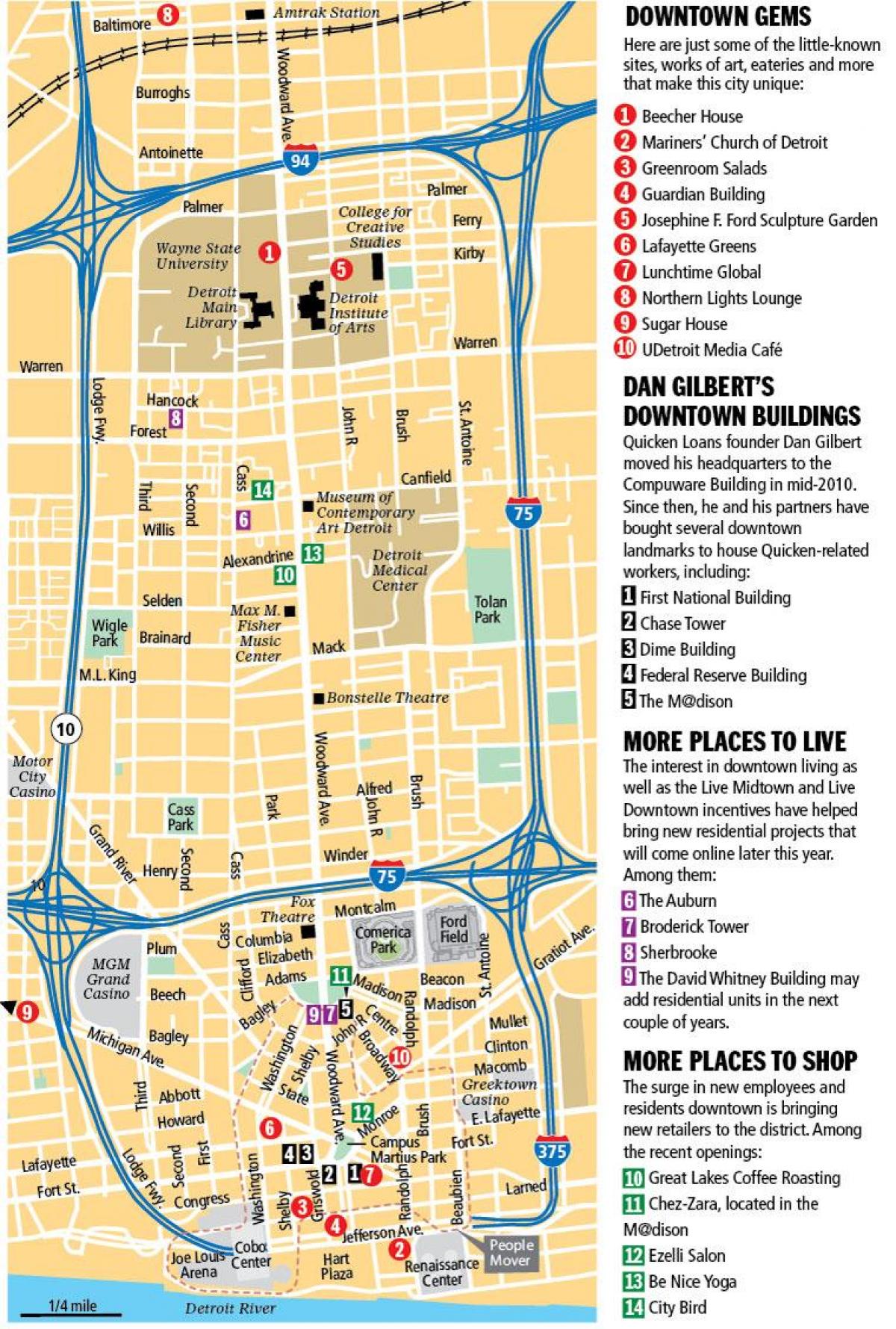 mapa downtown Detroit