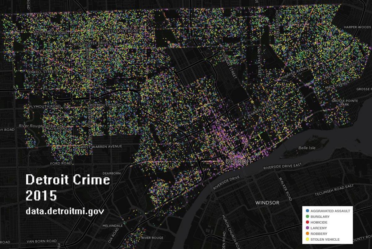 Detroit zločin mapě