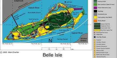 Mapa Belle Isle v Detroitu