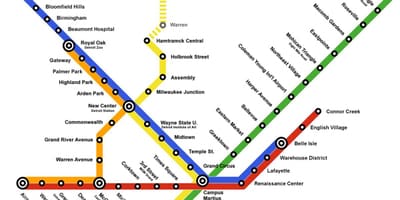 Detroit vlak mapě