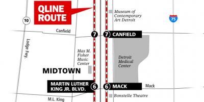 Detroitu tramvaje mapě