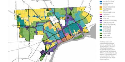 Mapa Detroit opuštěné budovy mapě