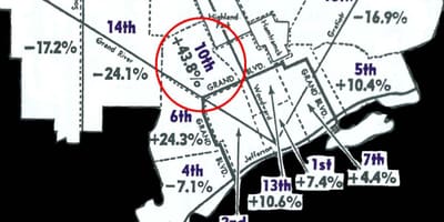 Detroit okrsku mapě
