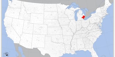 Detroit umístění na mapě