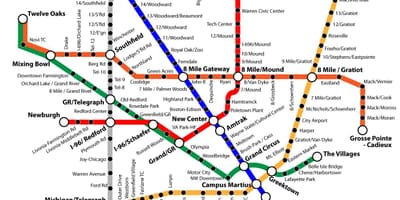 Detroit transit mapě