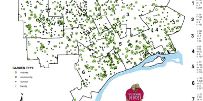 Mapa Detroit zahrada