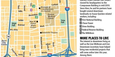 Mapa downtown Detroit
